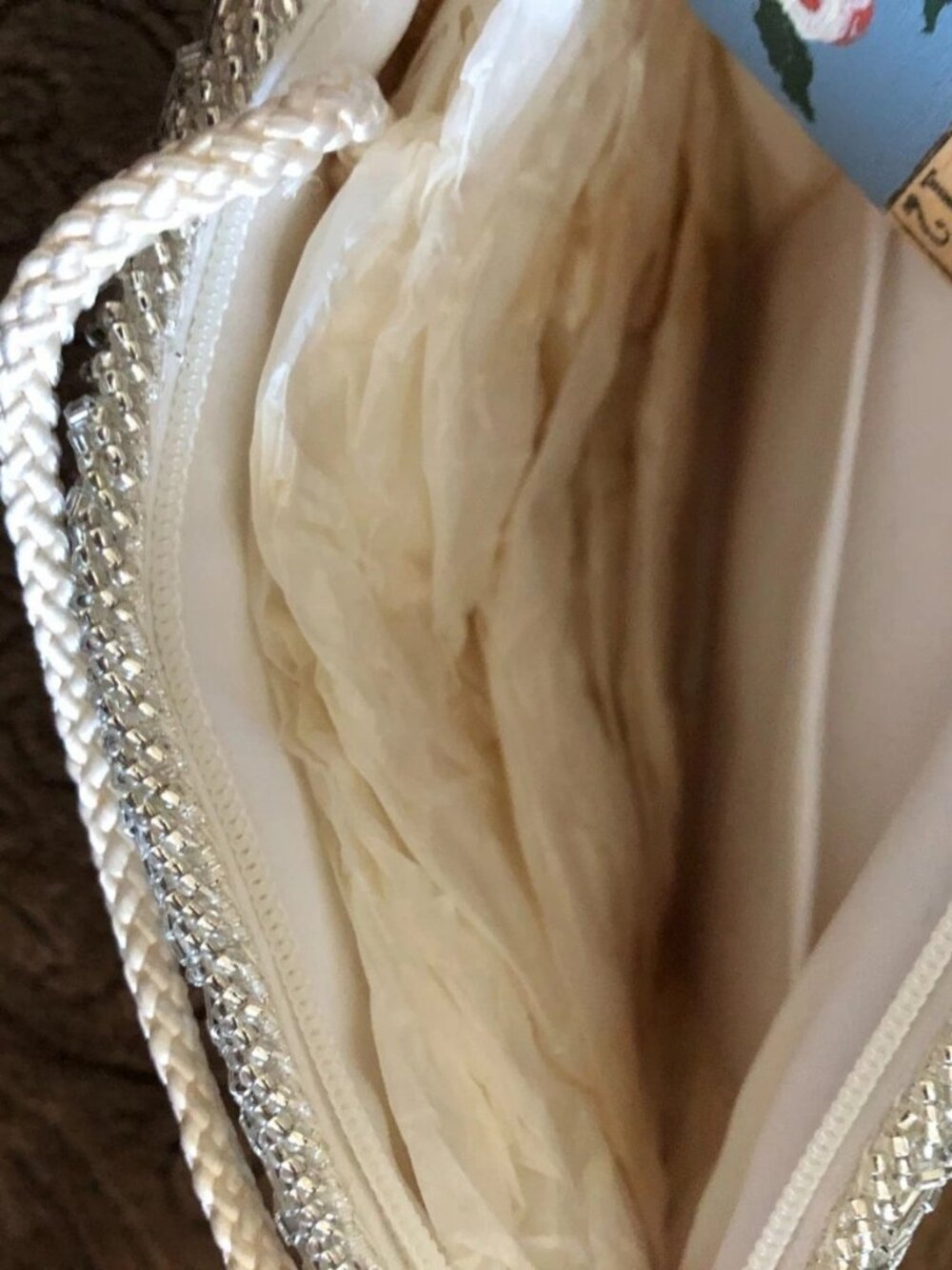 VNTG -Gallery Originals Evening purse Hand-beaded White Braid Strap 19.5 Inches - Picture 6 of 16